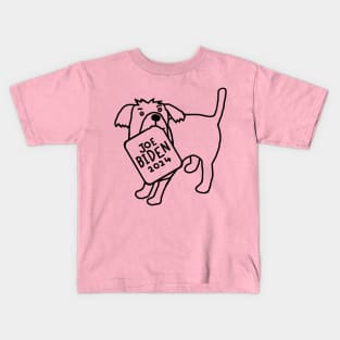 BACK PRINT Dog with Joe Biden 2024 Sign Line Drawing Kids T-Shirt